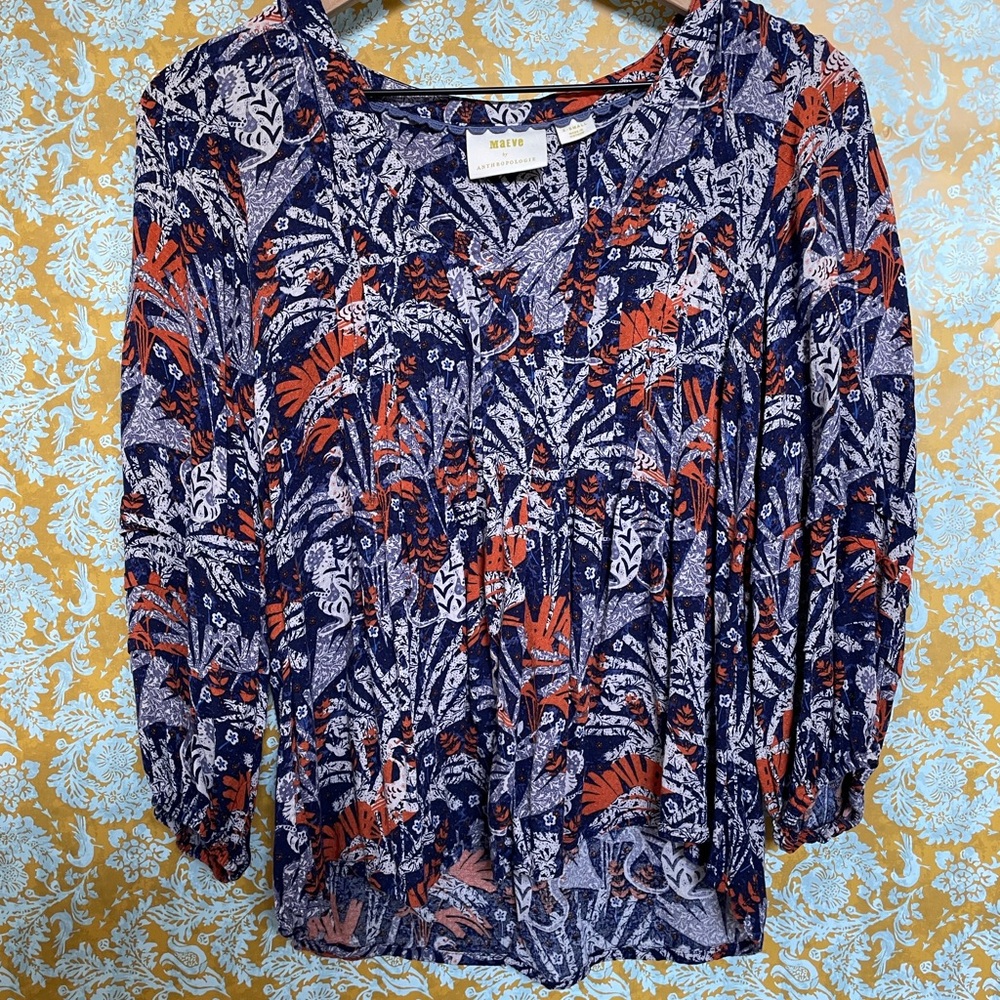 Maeve By Anthropologie Cathy Blouse Jungle Animals - Picture 2 of 5